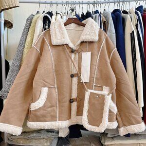 Cozy Sherpa Lined Faux Suede Shacket Jacket